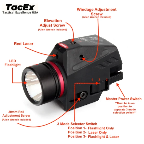 Pistol LED Flashlight Red Laser Sight - Pistol-Rifle - Image 4